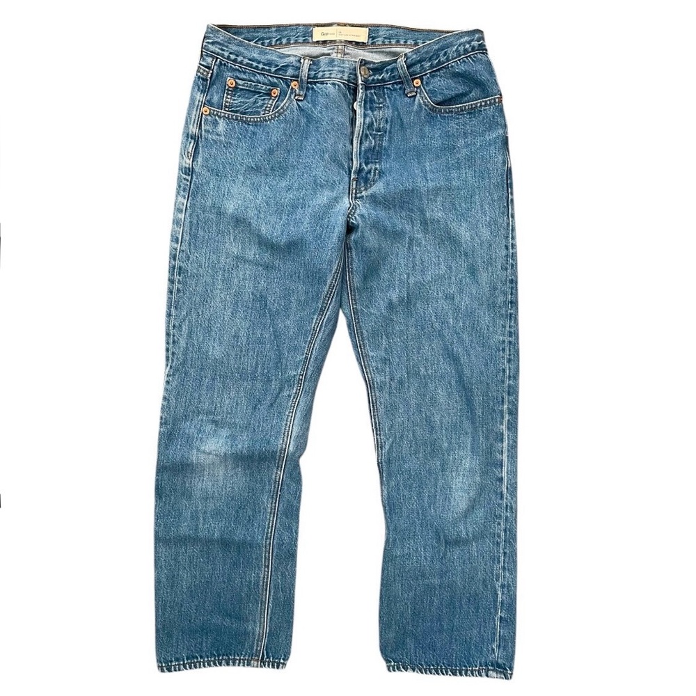 gap medium wash button fly jeans! size 8